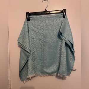 Calvin Klein logo jacquard shawl or scarf light blue